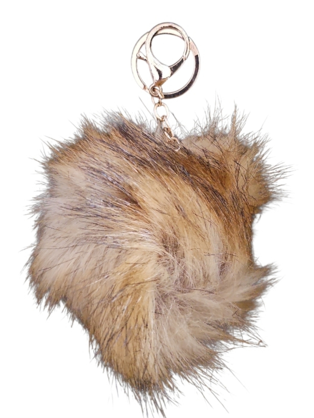 Brown/Tan Faux Fur Large Pom Bagcharm